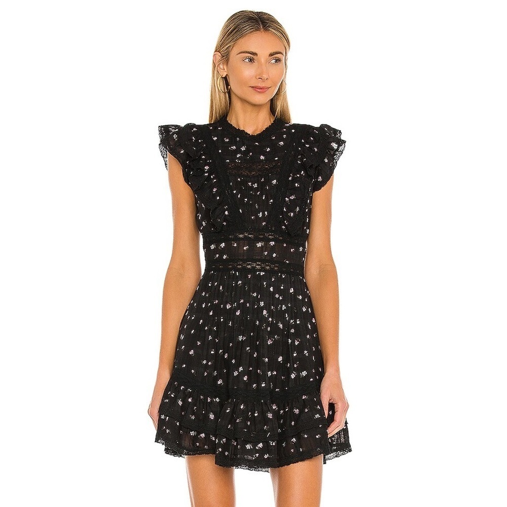 Saylor - Prarie Dress - Black Floral Scarf